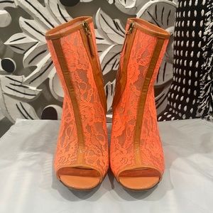 Jerome C. Rousseau Lace Patent Ankle Boots